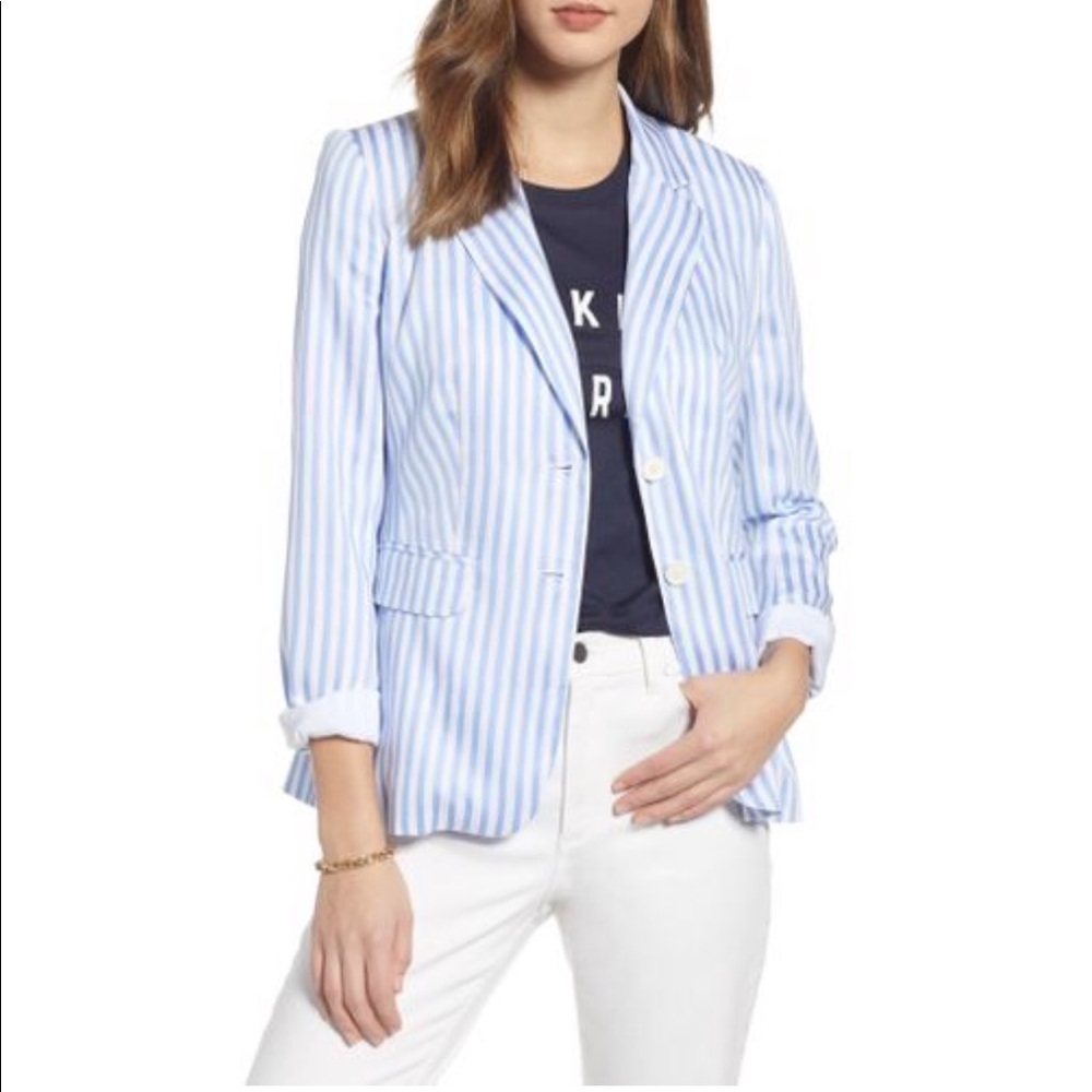 NWOT 1901 | Blue White Stripes Poplin Blazer 12P